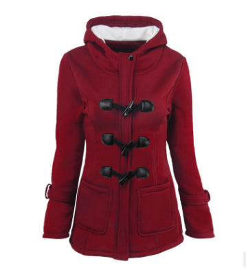 2021 warm winter fur collar jackets women new horn button Long down coat women parka Plus Size female parka hoodies Women - ROUTINE FASHION